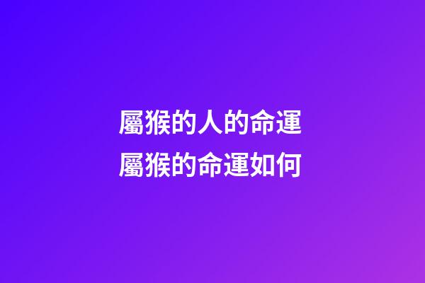 屬猴的人的命運 屬猴的命運如何-第1張-觀點-玄機派